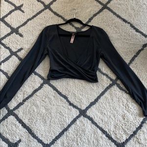 Long sleeve, crop, deep v neck top